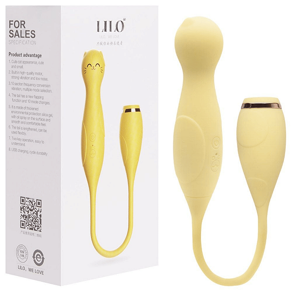 Vibrador Duplo Lilo 10 Vibrações e Pulsações USB Flexível