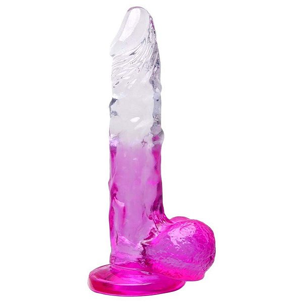 Pênis Realística Transparente E Rosa com Ventosa 22x 4,3Cm
