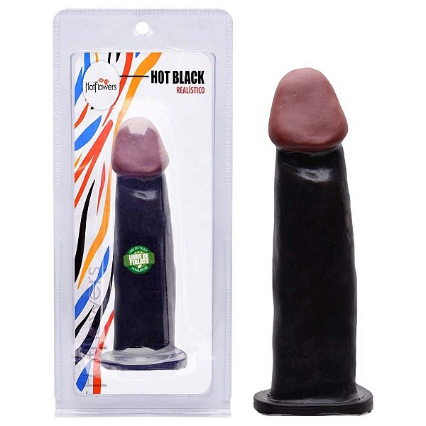 Pênis De Borracha Black Realistico18 X 4,5Cm Hot Flowers