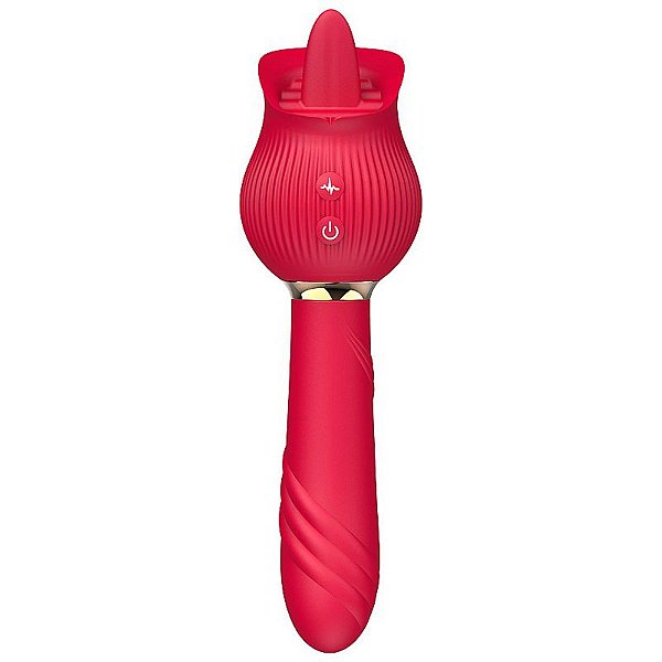 Vibrador Rosa Ponto G e Clitóris com Língua Cabo USB Kira-SI