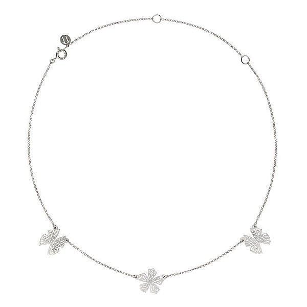 Chocker Borboleta e Flor Silver