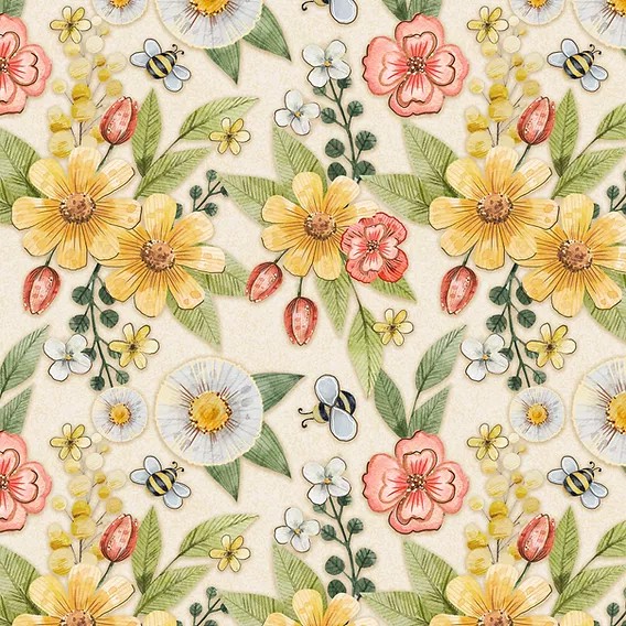 Estampa Floral Bege  PicNic  Ref: PIC02