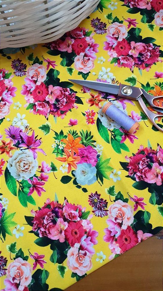 Estampa Floral Fundo Amarelo   REF:  IG003