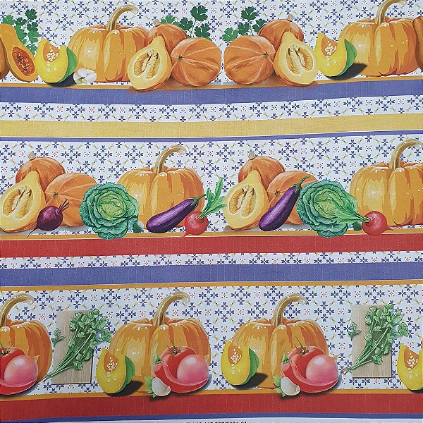 Estampa Barrados Abóboras e Legumes