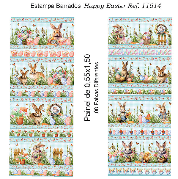 Estampa Barrados Páscoa Happy Easter REF: 11614
