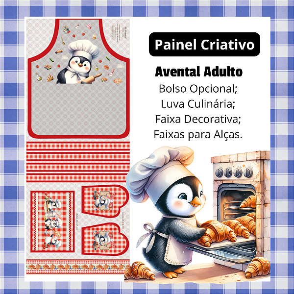 Painel Criativo - Avental Pinguim Chef REF:A013