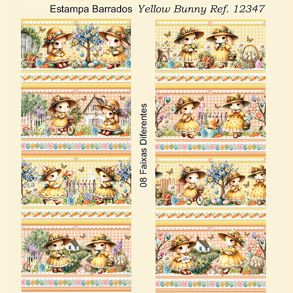 Estampa Barrados Páscoa - Yellow Bunny Ref. 12347