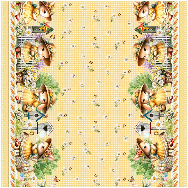 Tecido para Toalha de Mesa Páscoa - Yellow Bunny