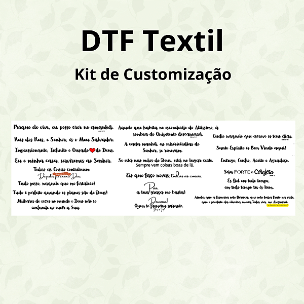 Kit Customização Têxtil -  Frases Religiosas