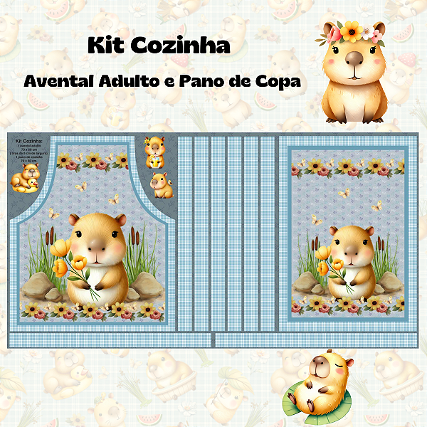 Painel Criativo Capivaras - Kit Cozinha