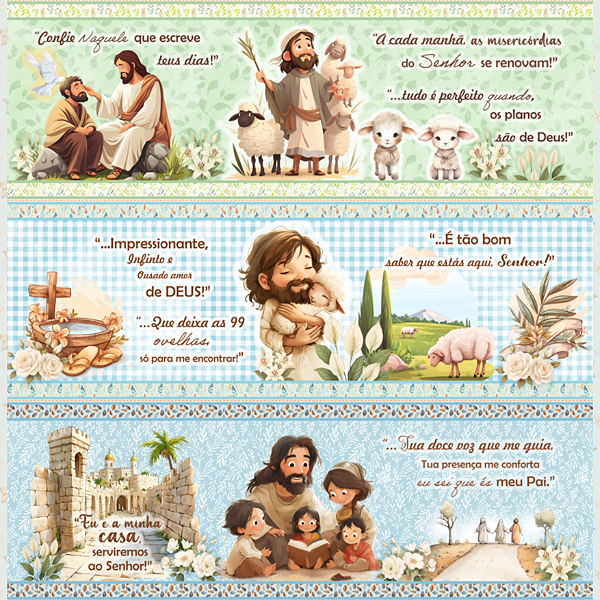 Estampa Barrados Religioso Cristão