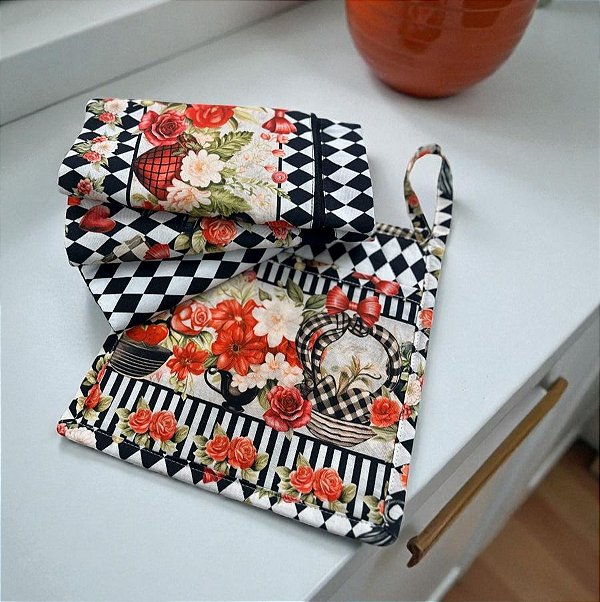 Trio Pano de Louças + Pegador de Panelas