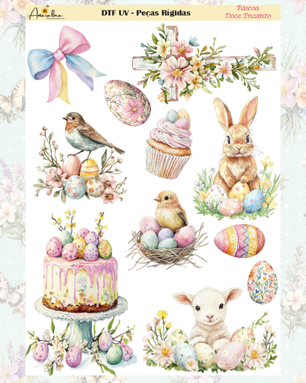 DTF UV Louças e Peças Rígidas - Páscoa Doce Encanto