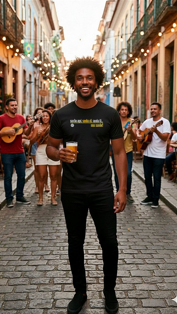 Camisa Masculina Samba Aqui Samba Ali