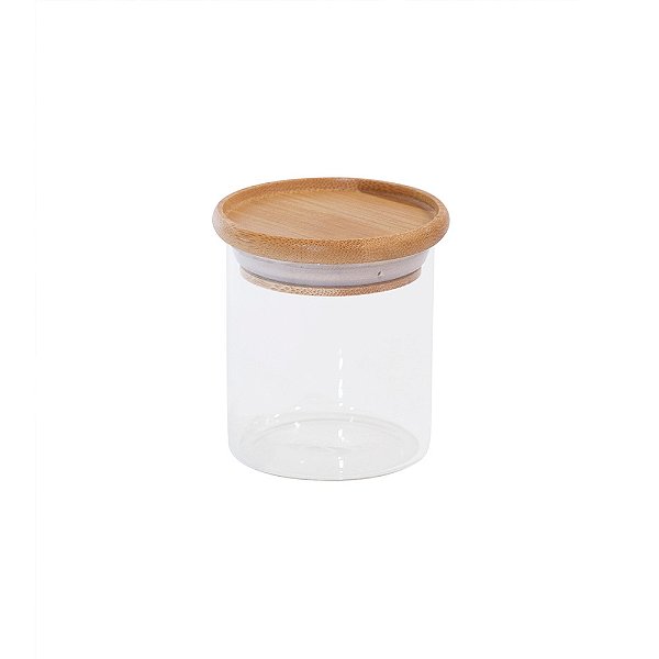 Pote de Vidro  Empilhavel com Tampa de Bambu Hermético
