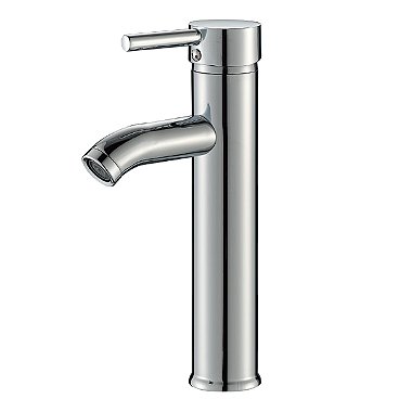 Torneira Misturador Monocomando Aço Inox  Redonda Alta para Cuba Banheiro