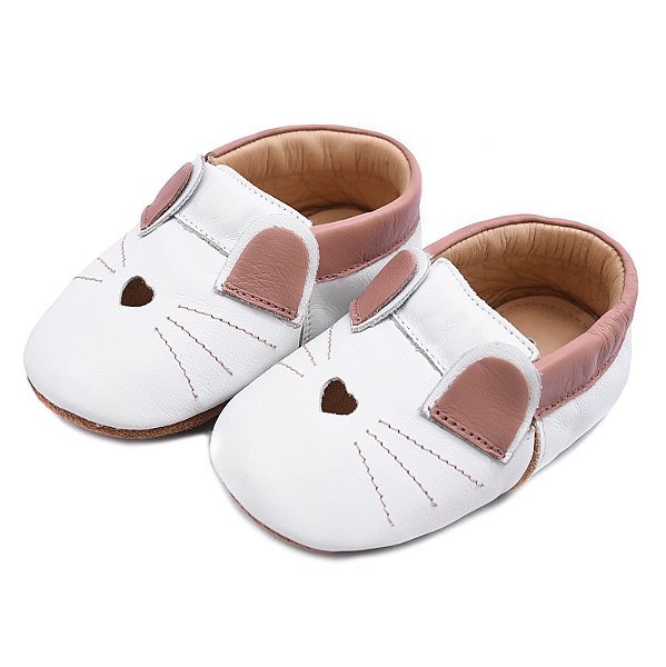 Calçado Moccs Infantil Feminino em Couro Cor Branco - Modelo 3202 | Bili Bilu