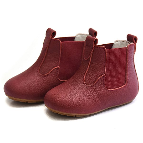 Botina Infantil Feminino em Couro Cor Bordô Cano Curto - Modelo 1610 | Bili Bilu