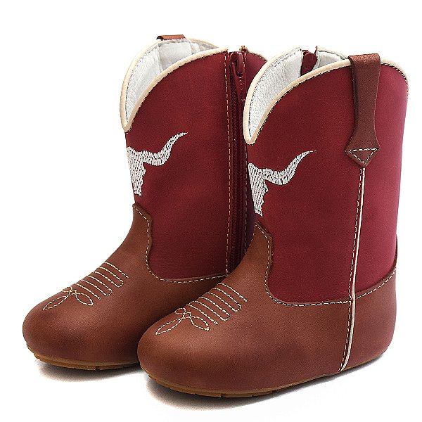 Bota Texana Infantil Unissex em Couro Cor Vermelho - Modelo 1315 | Bili Bilu