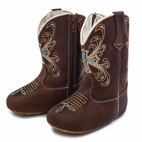 Bota Texana Infantil Unissex em Couro Cor Café - Modelo 1311 | Bili Bilu