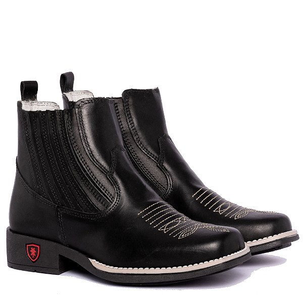 Botina Infantil Unissex em Couro Cor Preto - Modelo 6003 | Bili Bilu