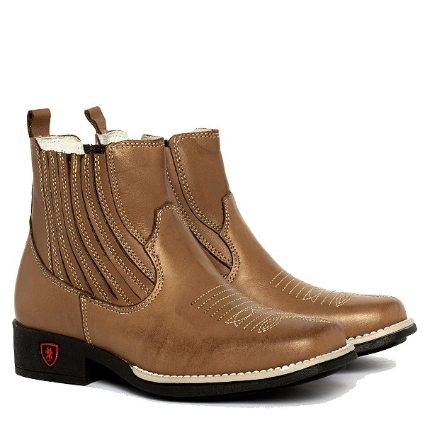 Botina Infantil Unissex em Couro Cor Castor - Modelo 6002 | Bili Bilu