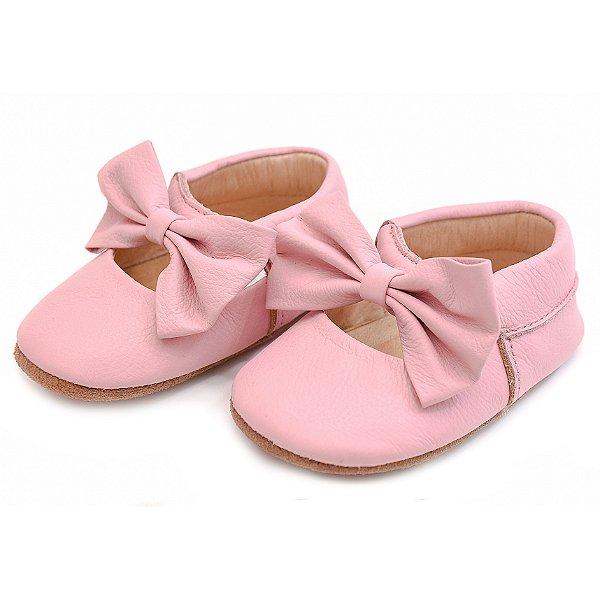 Calçado Moccs Infantil Feminino em Couro Cor Rosa - Modelo 3302 | Bili Bilu