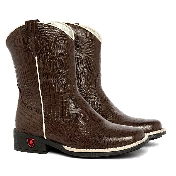 Bota Texana Infantil Unissex em Couro Cor Café - Modelo 5022 | Bili Bilu