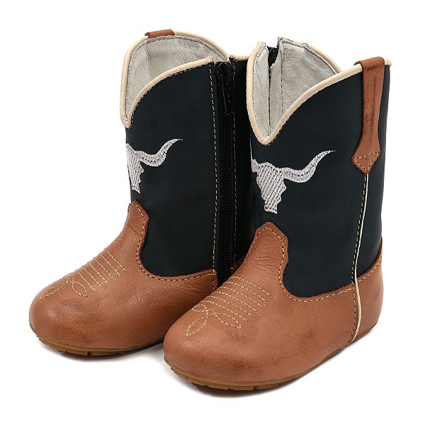 Bota Texana Infantil Unissex em Couro Cor Petróleo - Modelo 1314 | Bili Bilu
