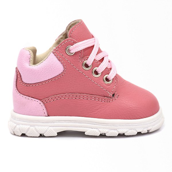 Tênis Infantil Feminino em Couro Cor Carmin - Modelo 2106 | Bili Bilu
