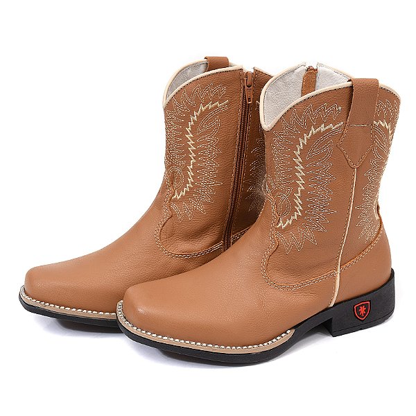 Bota Texana Infantil Unissex em Couro Cor Ambar - Modelo 5032 | Bili Bilu