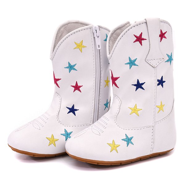 Bota Texana Infantil Feminina em Couro Cor Branca - Modelo 1324 | Bili Bilu
