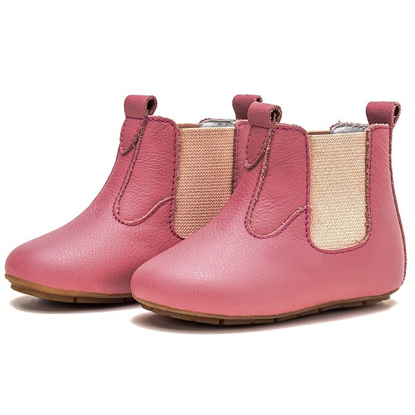 Botina Infantil Feminino em Couro Cor Carmin Cano Curto - Modelo 1613 | Bili Bilu