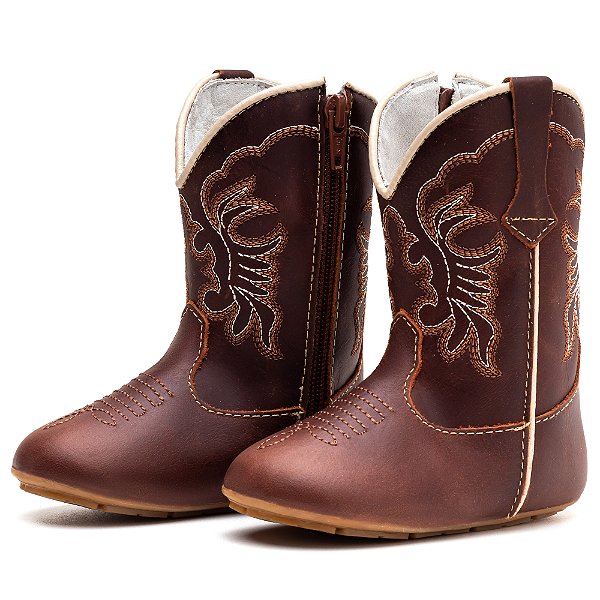 Bota Texana Infantil Unissex em Couro Cor Havana - Modelo 1327 | Bili Bilu