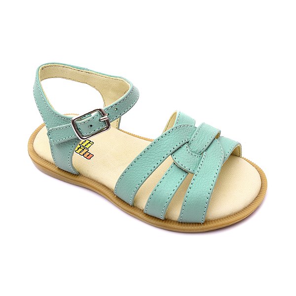 Sandália Infantil Feminina em Couro Cor Mint - Modelo 4104 | Bili Bilu