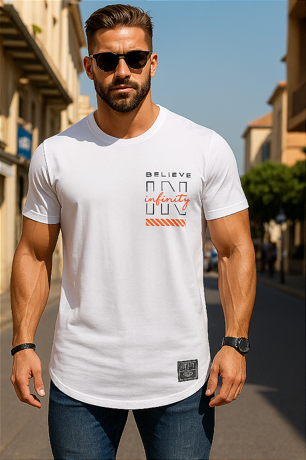 Camiseta Masculina LongLine Branca