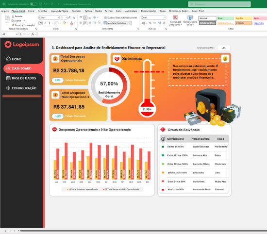 Planilha + Dashboard Análise de Endividamento Financeiro