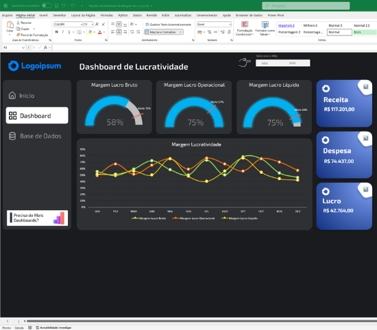Planilha + Dashboard Análise de Lucratividade