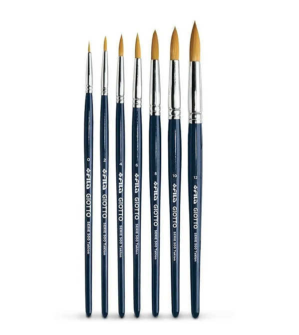 Kit Pincel Redondo Giotto Taklon Série 500 - 7 Pincéis