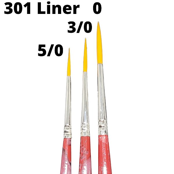 Kit 3x Pincel Keramik 301 Cerda Fina Liner Tam 5/0 3/0 E 0