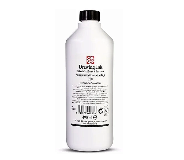 Tinta Drawing Ink Talens 490ml Preto 700 Alta Pigmentação