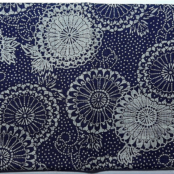 Flower in Circle. Tec.Alg.Encorpado Japonês Trad.Navy. (50x110cm). JV0032C
