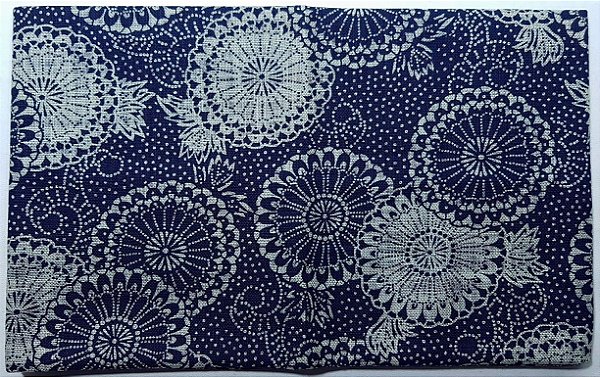 Flower in Circle. Tec.Alg.Encorpado Japonês Trad.Navy. (50x110cm). JV0032C