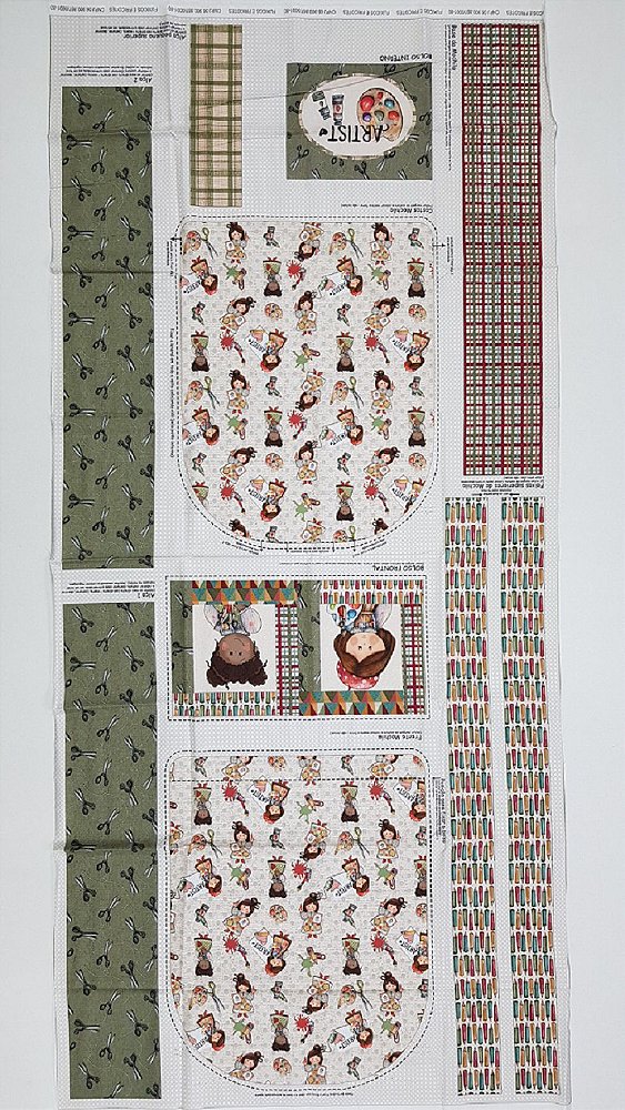 Mochila Artes - Painel Faça Você Mesmo. Tecido Digital 100%Algodão