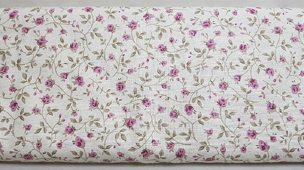 Little Pink Flower. Linho+Algodão.Ibira  (49x140cm)