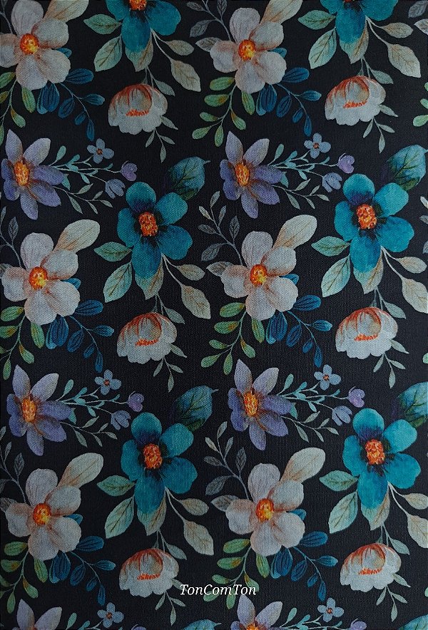 Flor Azul F290.Tec.Dig.100%Alg. (49x70cm)