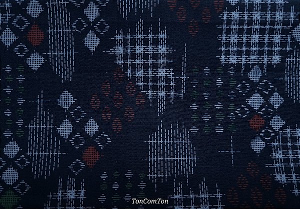 Red Navy Flower.Tecido Japonês. (50x55cm)