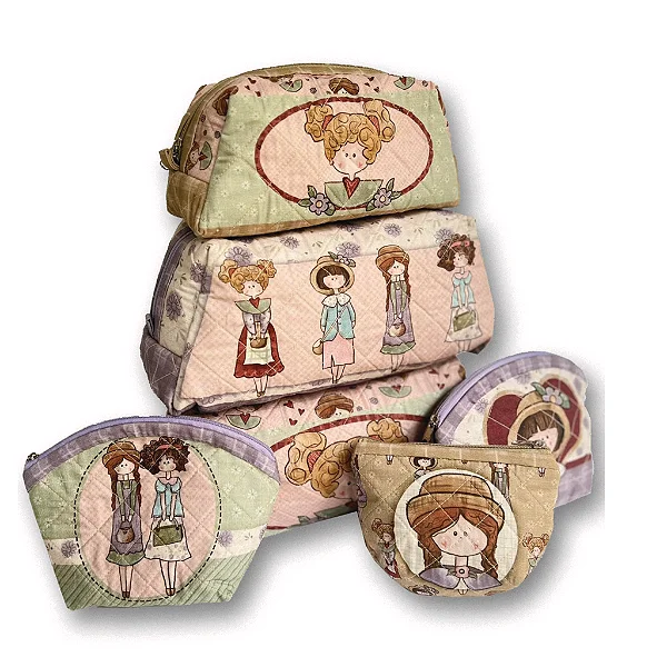 Necessaire Dolls - Painel Tricoline Digital - Fuxicos e Fricotes DIY