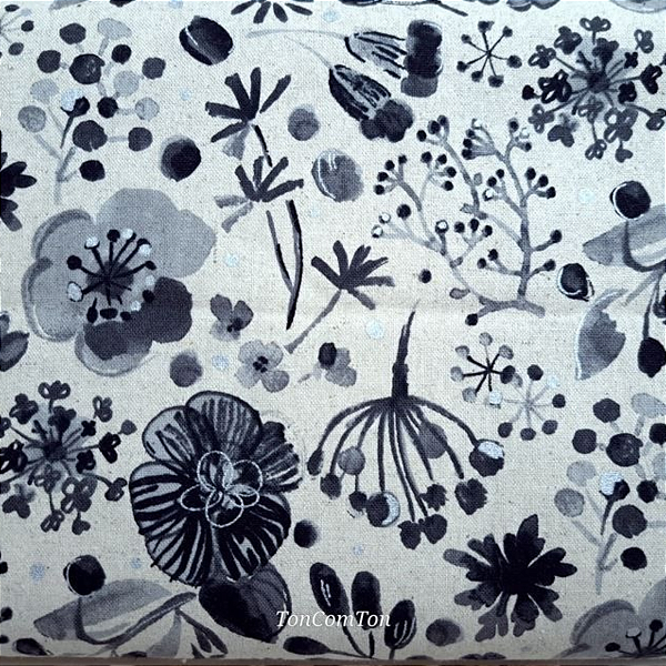 SilverB/W.Flower.Alg+Linho.Japon. 50x110cm