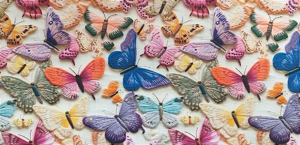 Borboletas bordadas 100%Alg.Dig. (50x75)